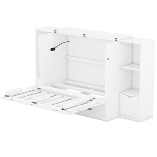 Murphy Bed With Shelves, Drawers And USB Ports