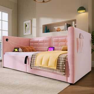 Upholstered Daybed With Hydraulic Storage And USB / Type - C Charging