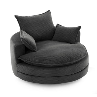 360° Swivel Accent Barrel Chair With Dual Layer Cushion And 3 Removable Pillows