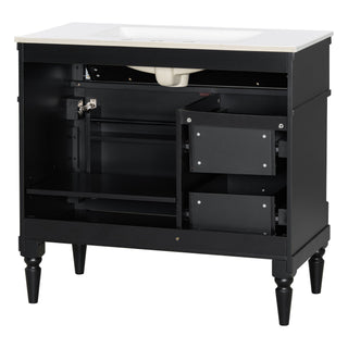 Freestanding Bathroom Vanity With Sink, Adjustable Shelf, Flip Drawer