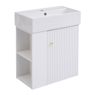 Modern Floating Bathroom Vanity With Ceramic Basin Perfect For Small Bathrooms