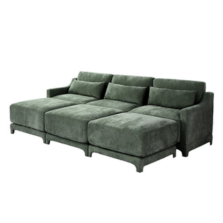 Stylish Sofa With Ottoman And Lumbar Pillows, Ergonomic Design