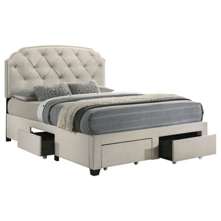 4 Drawer Upholstered Storage Bed With Button Tufting