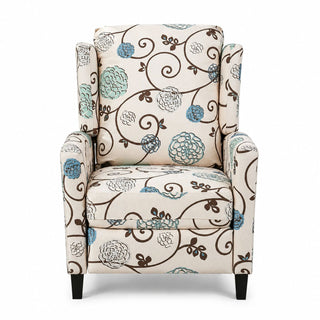 Wingback Recliner Chair With Padded Arms - Beige