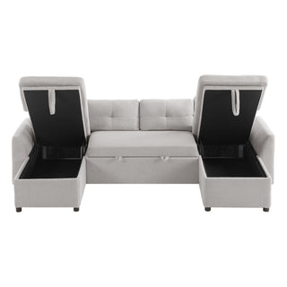 U-Shaped Sectional Sofa Bed With Storage And USB Ports