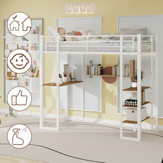 Bunk Bed With L-Shaped Desk And Dual Side Stairs