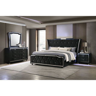 Bedroom Set With LED Lighting And Charging Nightstand