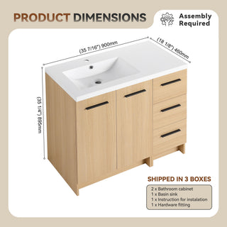 Wall Mounted Floating Bathroom Vanity With Sink, Door & Drawers Modular Cabinet