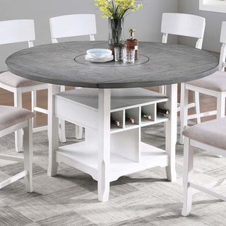 Counter Height Dining Table With Built In Lazy Susan And Storage Shelves