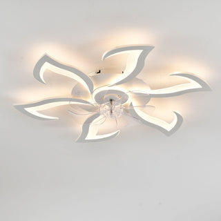 Flower Ceiling Fan With LED Dimmable Light, Flush Mount Ceiling Fan With Remote Control, Low Profile Design, 6 Speeds, Timing Function