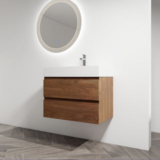 Wall Mounted Bathroom Vanity And Sink, 2 Soft Close Drawers