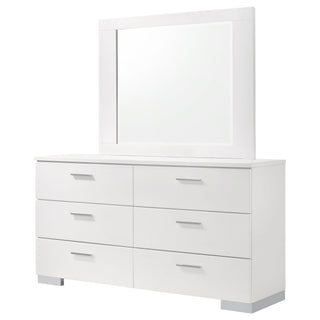Dulcey - 6 Drawer Dresser With Mirror - Gloss White