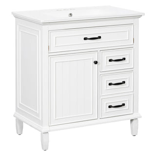 Bathroom Vanity With Sink Top, Flip Drawers, Adjustable Shelf