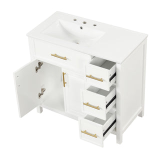 Modern Bathroom Vanity With Sink Top, 2 Doors And 3 Drawers