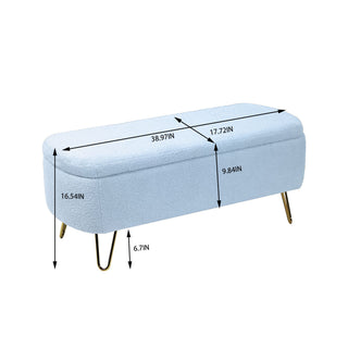 Storage Ottoman Bench For End Of Bed Legs, Modern Camel Faux Fur Entryway Bench Upholstered Padded With Storage For Living Room Bedroom