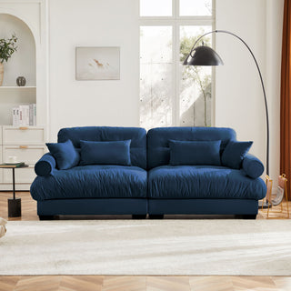 Modern Sofa With Bolstered Armrests And Pillows