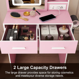 Small Makeup Vanity Desk With Adjustable LED Lights