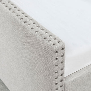 Upholstered Tufted Daybed With 2 Drawers, Waved Arms