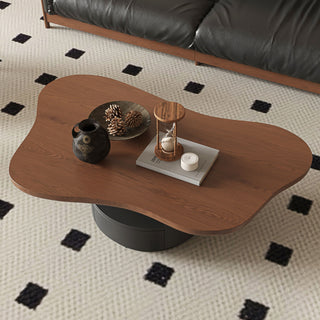 Cloud Coffee Table With 2 Drawers & Multi Layer Storage - Dark Walnut / Matt Black