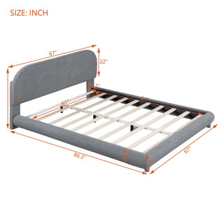 Upholstered Platform Bed With Thick Solid Frame And Stylish Curve-Shaped Design