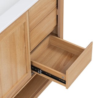 36" Bathroom Vanity With Sink, Soft Close Drawers - Natural