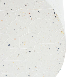 Outdoor Terrazzo Concrete Drum End Table, Living Room Accent Table - White Terrazzo