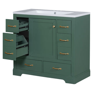 Modern Bathroom Vanity With Sink, 6 Drawers, Adjustable Shelf