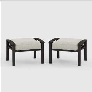 Modern All-Weather Ottomans With Cushions (Set of 2)