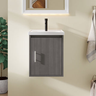 Floating Bathroom Vanity Combo, Wall Mounted Cabinet With Sink & Soft Close Doors For Small Bathrooms