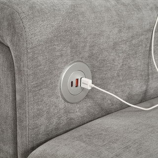 Modular Sectional Sofa With Movable Ottomans, USB Ports & Side Tables
