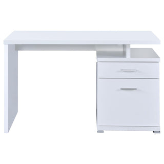 2 Drawer Reversible Office Desk With Modular Design - White