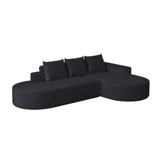Modern Curved Sofa, L-Shaped Modular Sectional Set With 3 Pillows