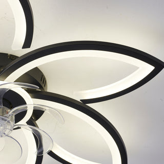 30" Flower 6 Speed Ceiling Fan With Remote Controlled LED Lights, Low Profile Flush Mount Fan