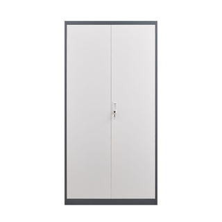 Wardrobe With Hanging Rod And Compartments, Lockable Closet With Locks & Keys For Bedroom - Gray