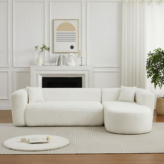 L - Shape Boneless Cloud Couch With 2 Throw Pillows For Living Room