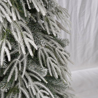 Snowy Cascading Christmas Trees 3 Piece Set With Warm LED Lighting, Flocked Weeping Branches, Multi Level Indoor Decor - Green
