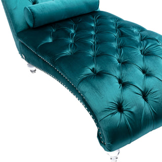 Chaise Lounge Indoor, Button Tufted Upholstered Chaise Lounge Chair With Pillow