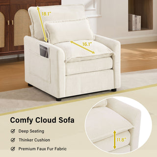 Modern Single Seat Accent Chair With Side Storage Pockets