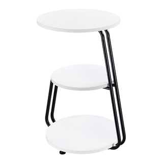 Dixon - 3 Tier Round Accent Side Table With Slim Legs - White / Black