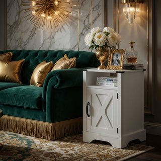 Farmhouse Nightstand, Charging Station & Storage