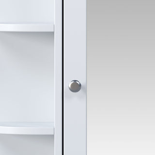 Bathroom Wall Storage Cabinet With Mirror And Adjustable Shelf, 6 Open Shelves