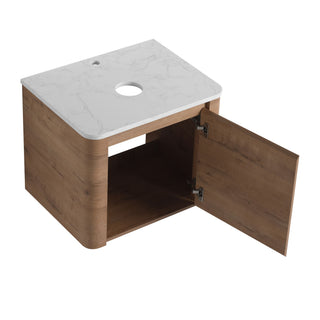 24" Wall Mounted Bathroom Vanity With Soft Close Door, Excluding Sink - Imitative Oak