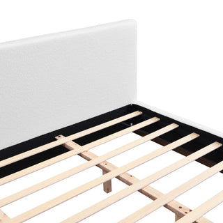 Queen Size Upholstered Bed With Solid Base Frame - White