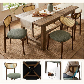 Rattan Side Dining Chairs For Kitchen (Set of 2)