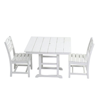 Outdoor Patio Dining Set, Square Table With Umbrella Hole And Armless Chairs
