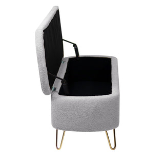 Storage Ottoman Bench For End Of Bed Legs, Modern Camel Faux Fur Entryway Bench Upholstered Padded With Storage For Living Room Bedroom