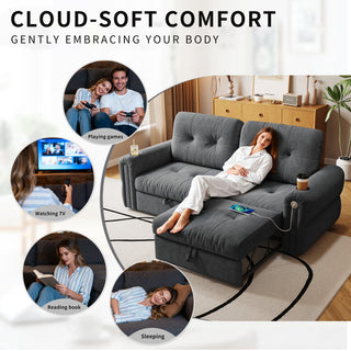 2 In 1 Convertible Sofa Bed For Living Room - Dark Gray - Fabric