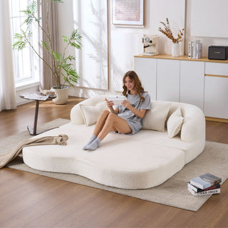 Foldable Sofa Bed, Boneless Couch Convertible Sleeper With 4 Pillows