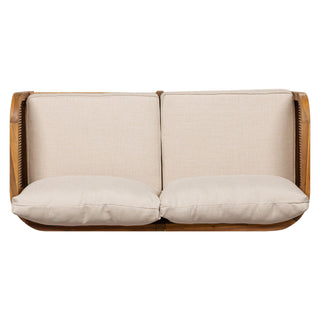 Kirkby - Bohemian Outdoor Patio Cushioned Sofa Weatherproof 56.25In - Teak / Beige
