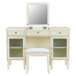 Multi Functional 2 In 1 Vanity Desk With Flip Top Mirror Material - White Oak